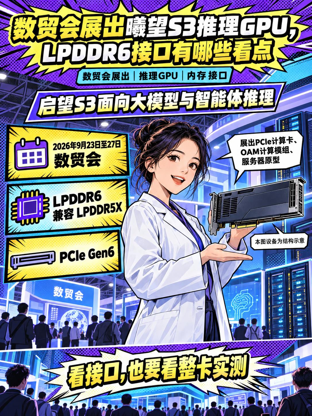 数贸会展出曦望S3推理GPU，LPDDR6接口有哪些看点

GPU有算力，模型回