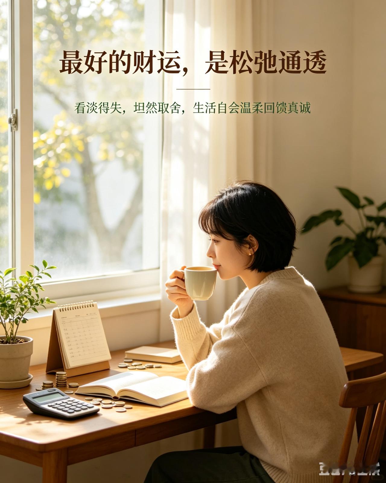 人生最好的财运，从来不是拼命存钱，而是松弛通透的心态。看淡得失，坦然取舍，舍得付