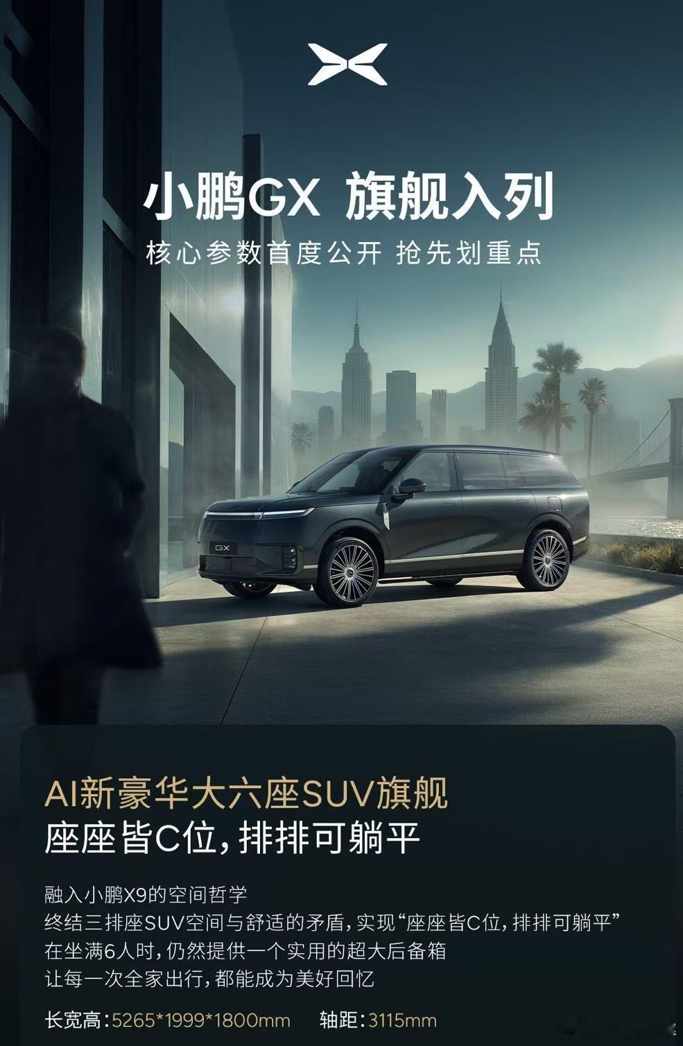 小鹏gx 随着工信部新车信息亮相，释放了更多GX的具体信息。车长5265，轴距3