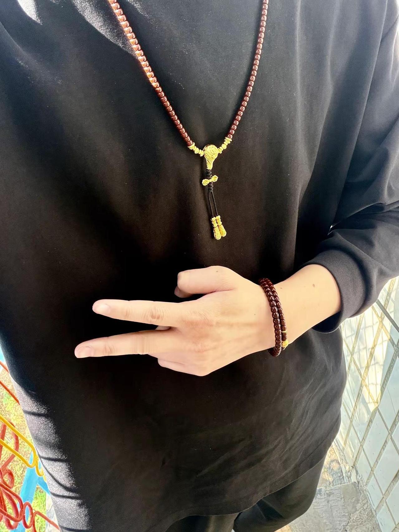 夏天出门3件套文玩手串搭配 猴头小尺寸核尖手串 核尖108