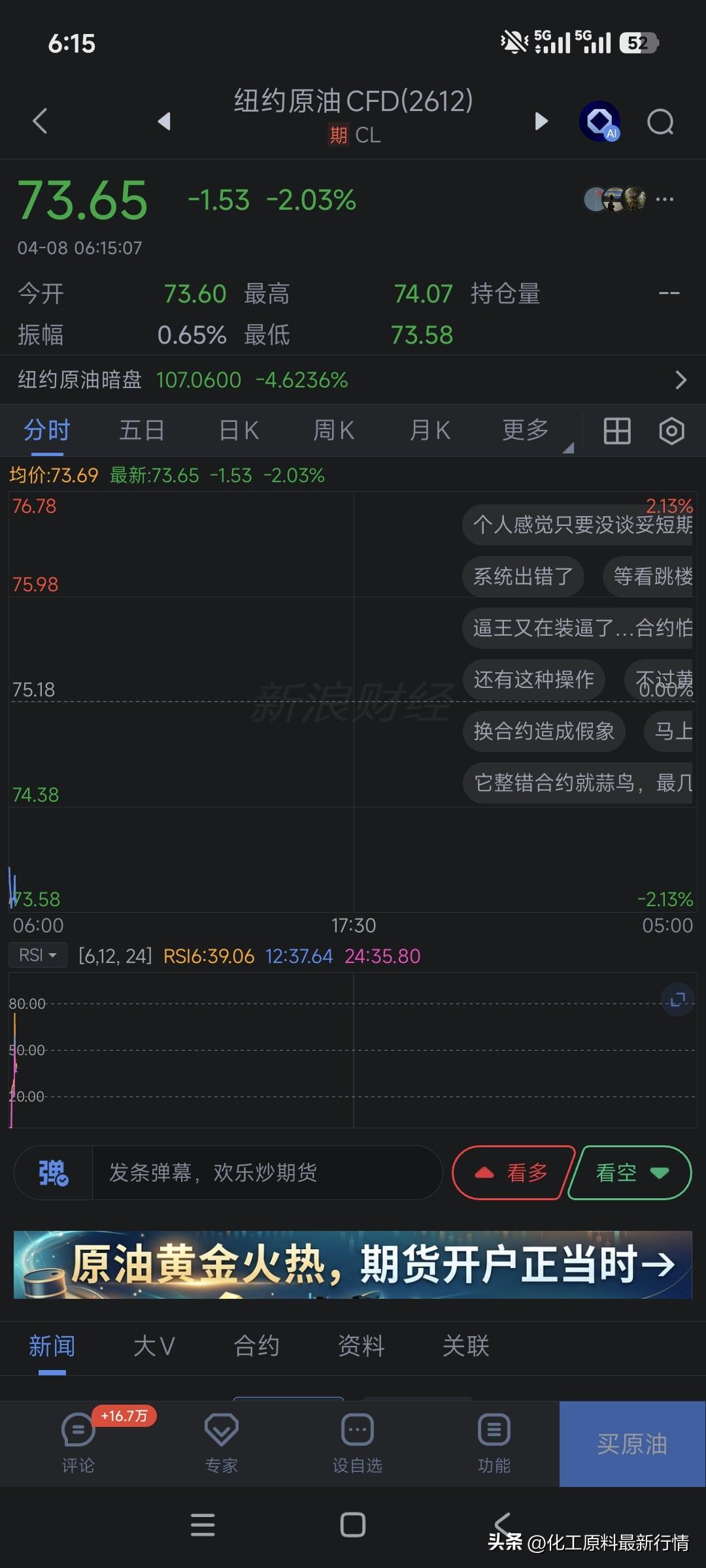 原油一下次跌回70美元！一夜跌了40美元！我以为我看错了，反复确认，果然是真的！