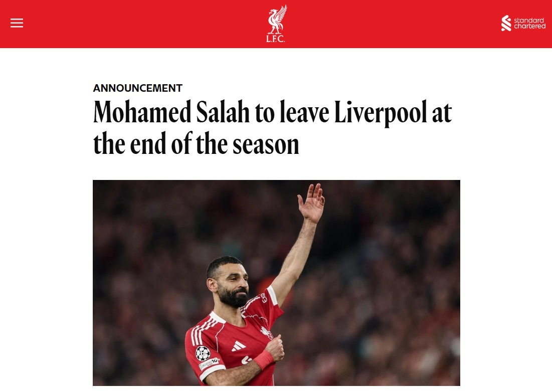 萨拉赫终究还是自己官宣离队了，无论这个赛季利物浦断崖式下滑有多严重也掩盖不了萨拉