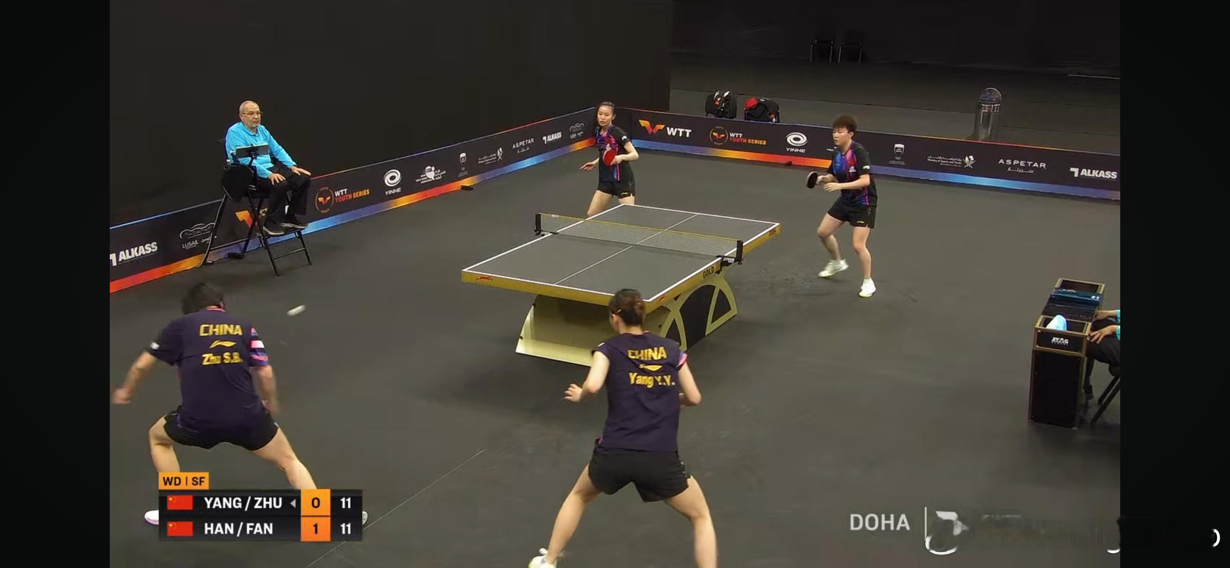 WTT支线赛多哈站2026 女双半决赛：🇨🇳韩菲儿/范姝涵3比0杨屹韵/朱思