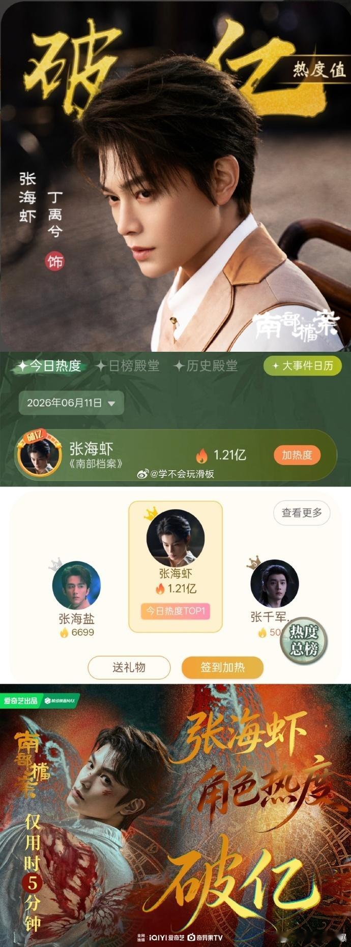 丁禹兮角色热度开播三分钟破亿丁禹兮张海虾三分钟角色热度破亿丁禹兮适配度满分，张海