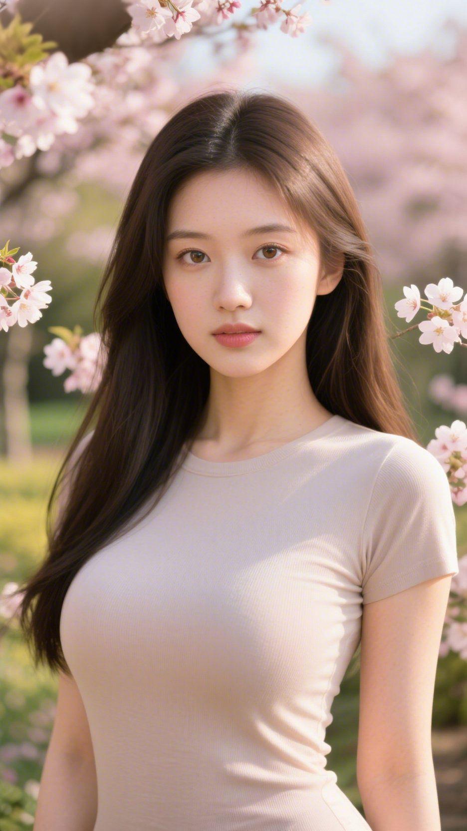 樱园春晴
 
晴光漫洒樱园阔，繁蕊争开映碧天。
满树琼英铺浅粉，连枝素艳覆晴烟。