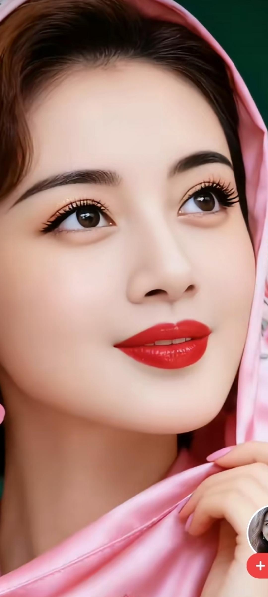 粉嫩少女心，甜美红唇妆，元气满满的一天！💕✨