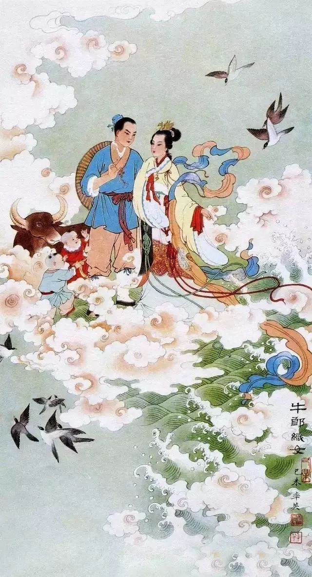 【6】七夕情人节，国画里的七夕“牛郎和织女”的故事成为歌颂爱情的美好浪漫的爱情故