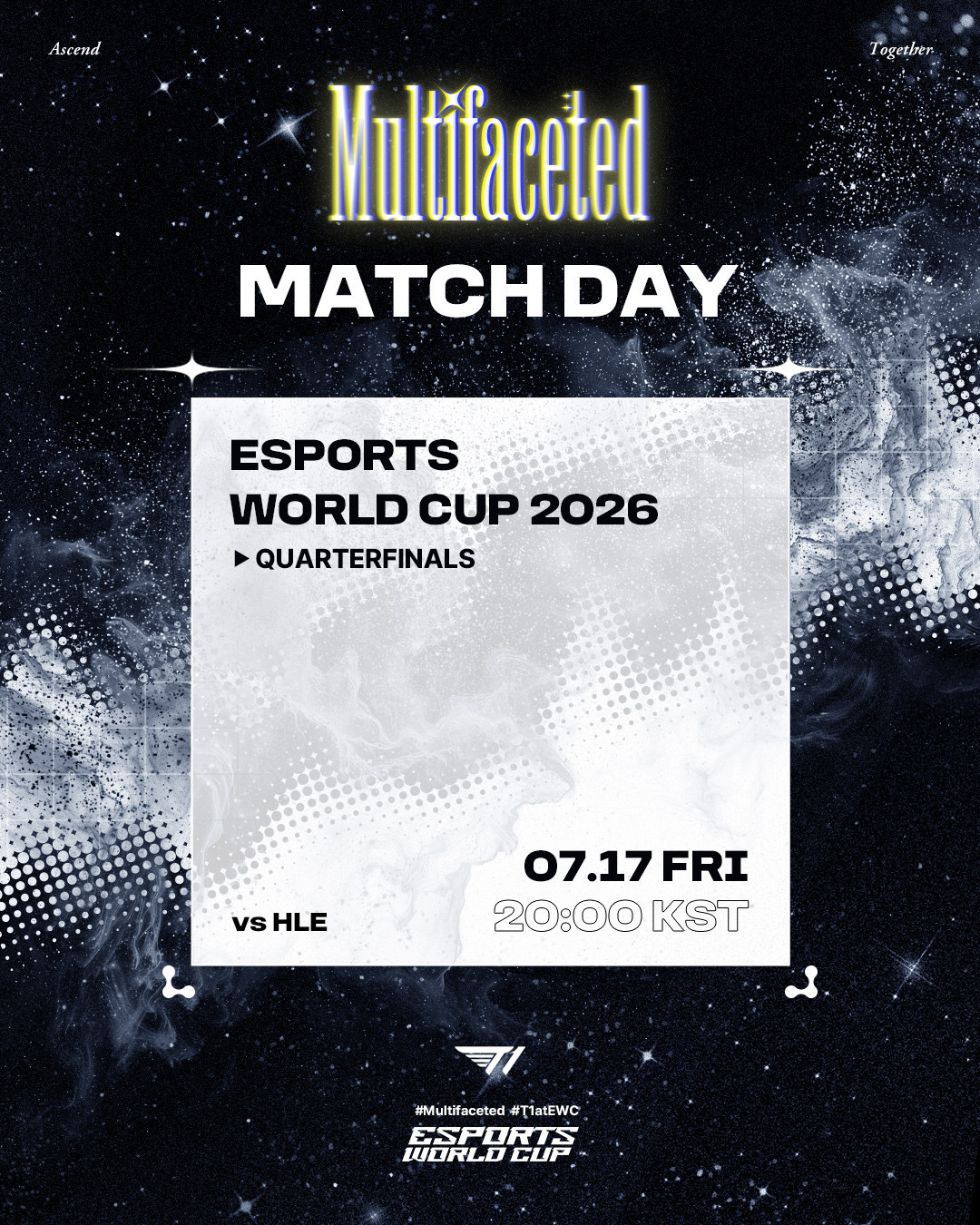 【EWC电竞世俱杯 】 vs HLE今天的比赛对阵HLE，请粉丝们多多支持！T1