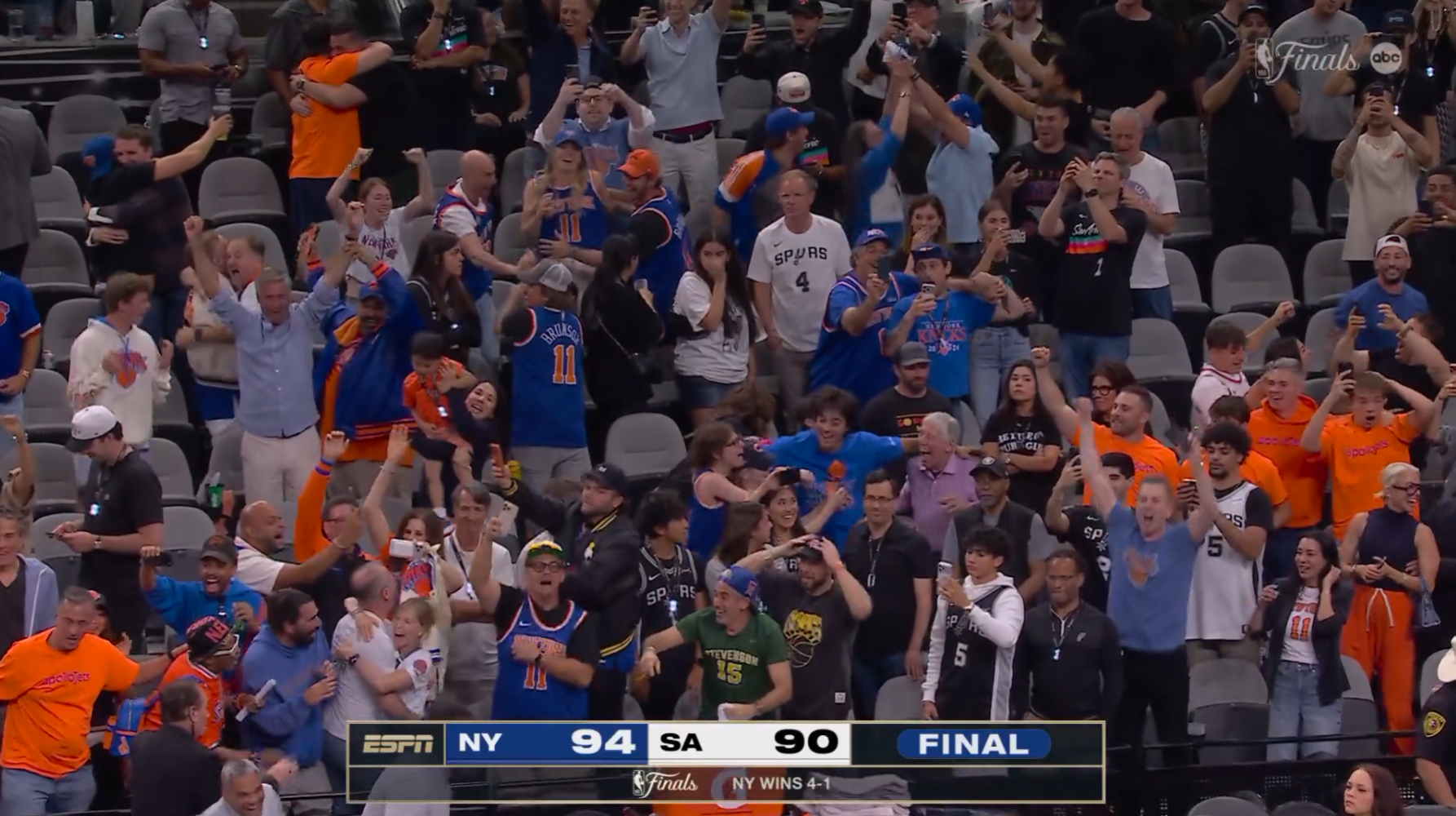 NBA 季后赛总决赛马刺对阵尼克斯BO7！尼克斯以4:1夺得NBA总冠军！尼克斯