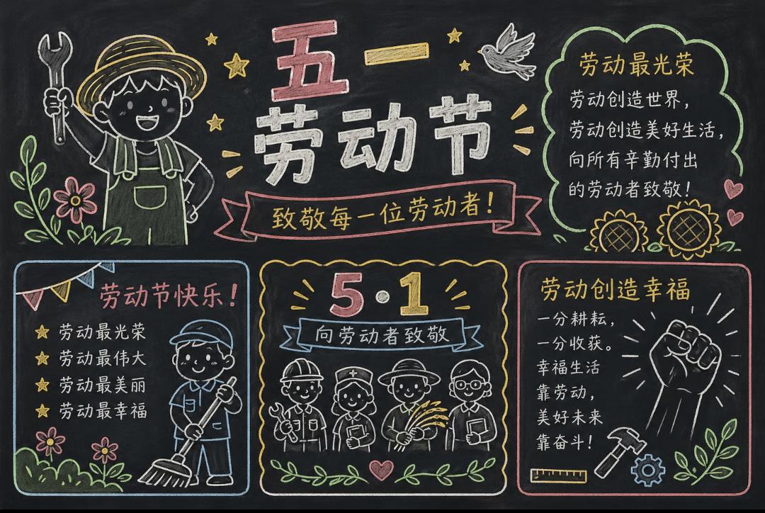 五一劳动节黑板报，简约好看~五一劳动节