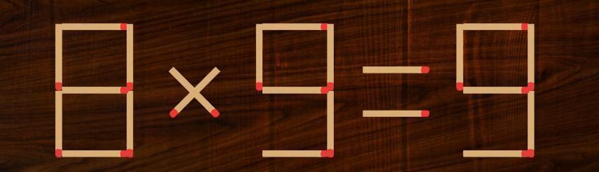 魔法谜题来啦！看这用魔法火柴摆的 “8 × 9 = 9”，此刻还未激活正确魔法。