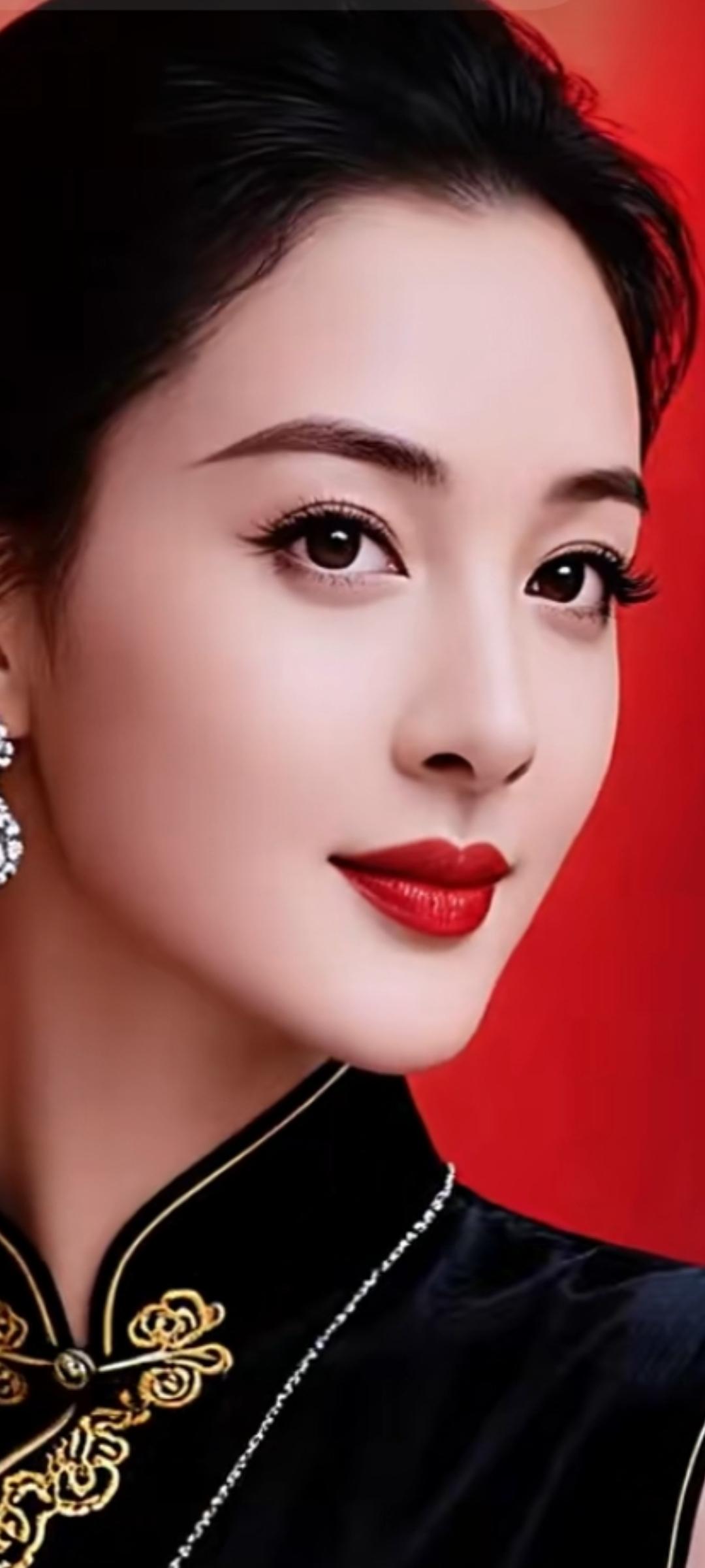 优雅黑裙，红唇魅惑，尽显东方古典美！