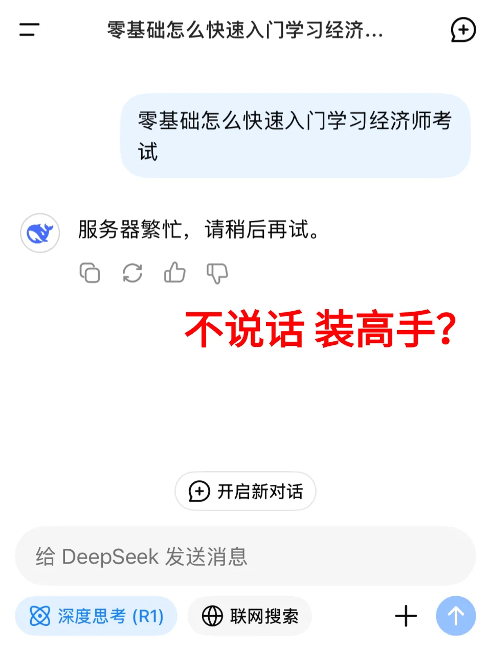 当我问deepseek零基础怎么速通中经……