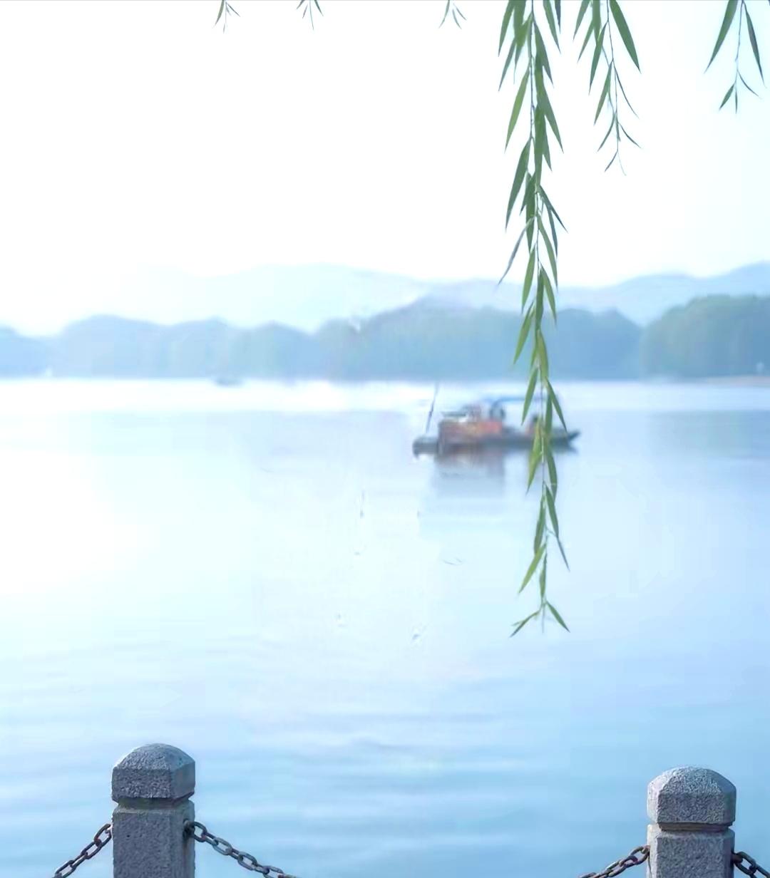 秋日生活打卡季朦胧美，这意境，美不胜收，真是诗意西湖醉杨柳呀！晒随手拍的风景 晒