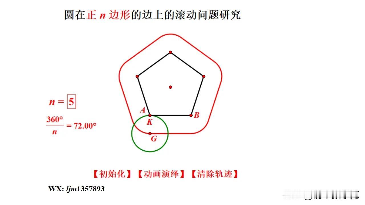 冬日生活打卡季昨天我研究了圆在正多边形的边上滾动的几何画板动画的制作技术，发现了