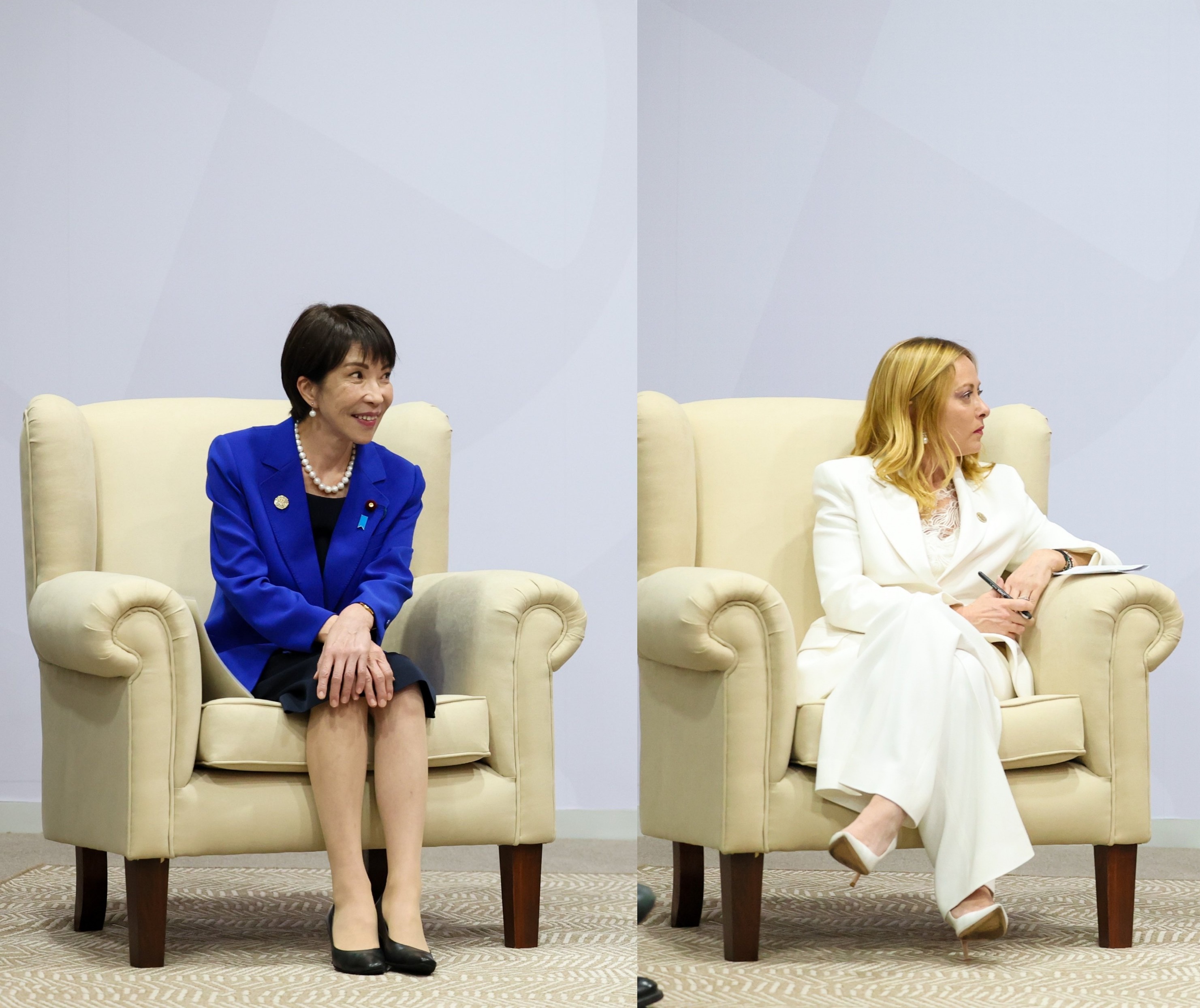 🔻实话实说，虽然梅洛尼大家也戏称“爱翻白眼”。🔻但是和高市早苗一对比，仪态实