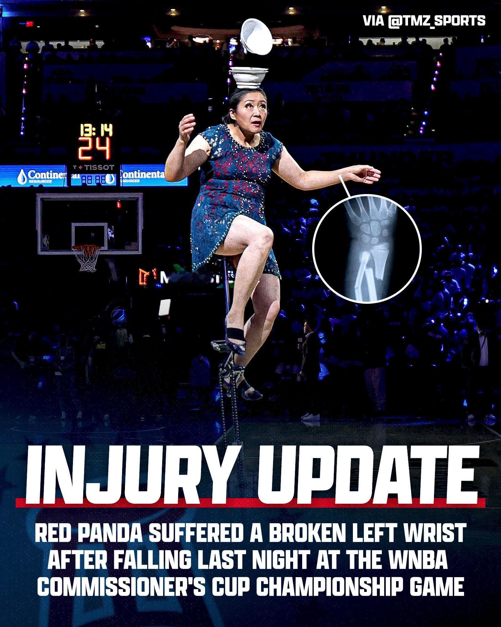 NBA中场杂技表演演员顶碗大姐，左手腕严重骨折！nba休赛期 ​​​