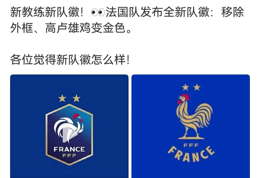 法国队新队徽出来，足坛审美观是简约风格！

国际米兰，尤文图斯的队徽越来越简约。