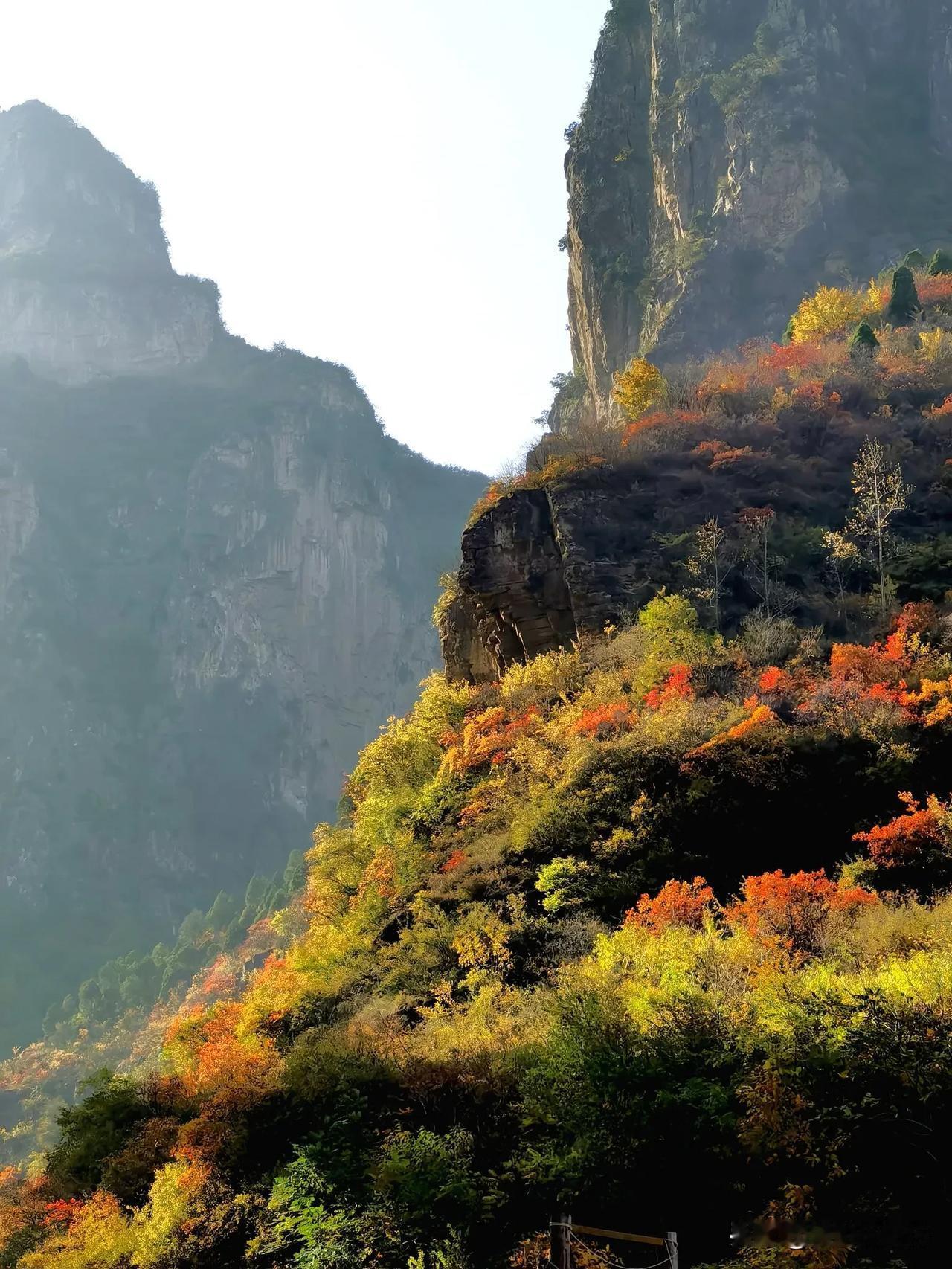 山西长治通天峡，秋色与自然风光的结合，景色令人赏心悦目。
徒步，坐船，索道，观光