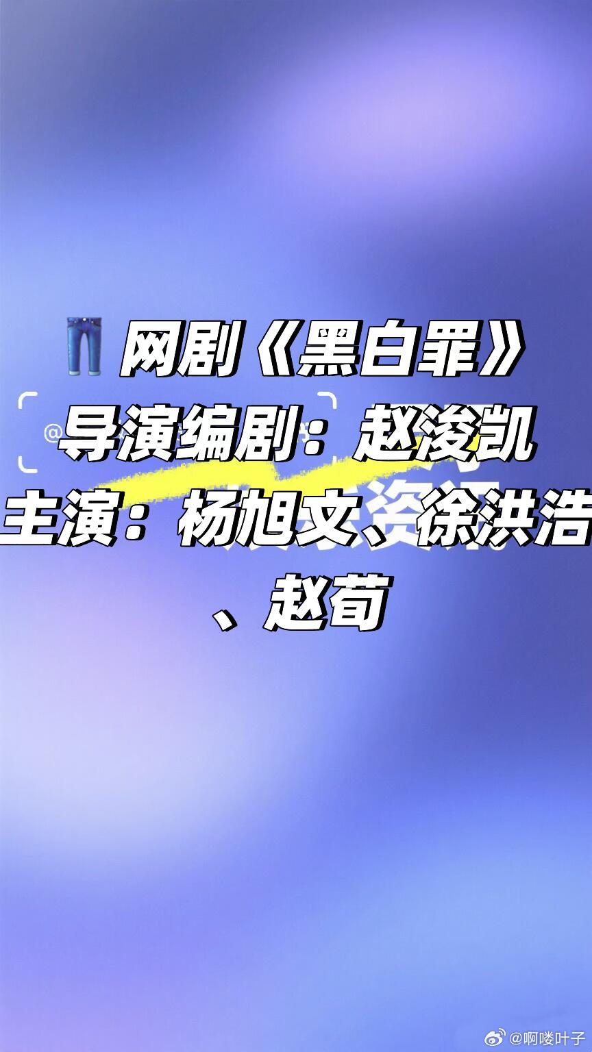 👖网剧《黑白罪》 杨旭文导演编剧：赵浚凯主演：杨旭文、徐洪浩、赵荀黑白罪/ 