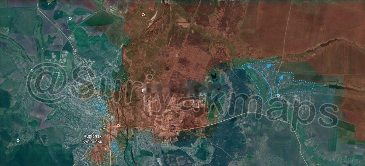 俄乌局势第1396天：

东北战线局势：俄军在库皮扬斯克西部地区的处境持续恶化。