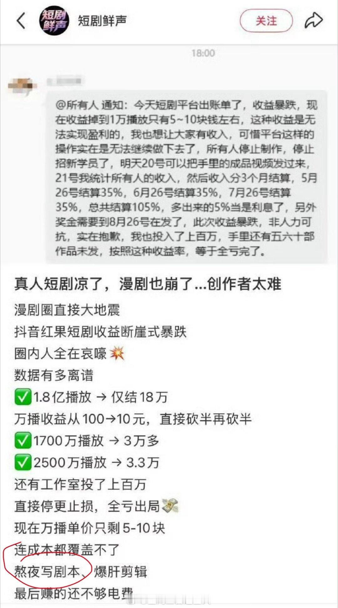 短剧最大的问题难道不是不好好写剧本吗，同一个本子能拍几遍甚至几十遍，同质化严重到