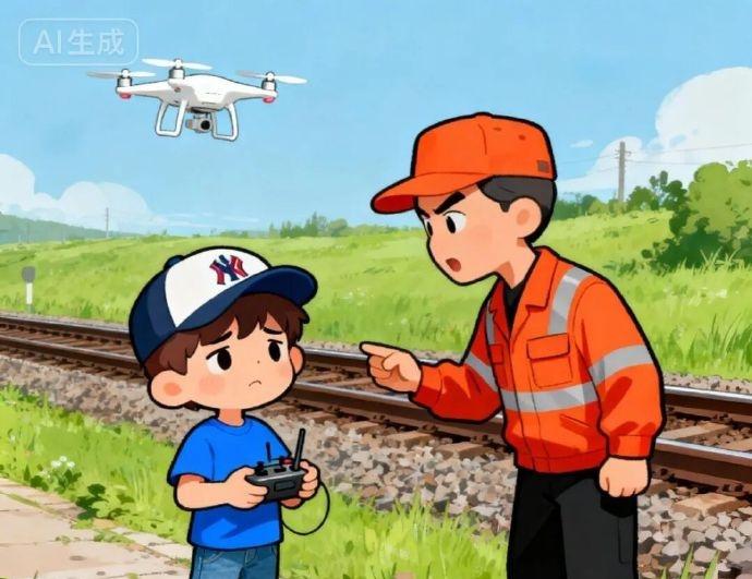 【铁路沿线禁飞无人机】铁路上方的电气化接触网通常使用27.5千伏的高压电，无人机