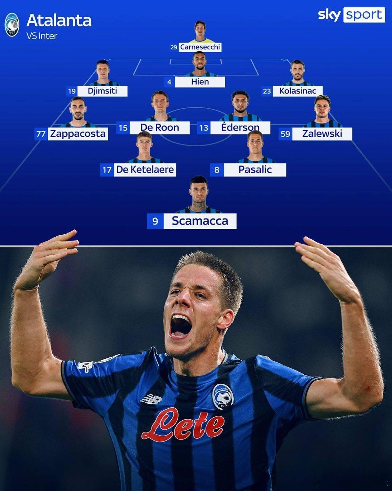 天空体育预测亚特兰大对国际米兰的首发阵容蓝黑军团德比，国际米兰加油💙🖤国际米