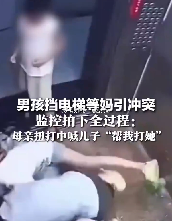 男童挡电梯20秒等家长女子催促被打 近日，湖北仙桃风和日丽小区，一段电梯监控视频