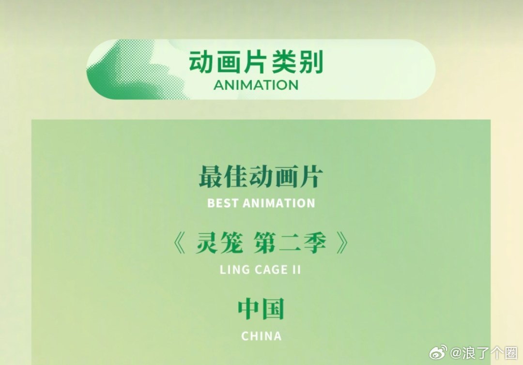 白玉兰获奖名单 角落里发现，我最喜欢的动画片《灵笼》也获奖了，真好！！！ 