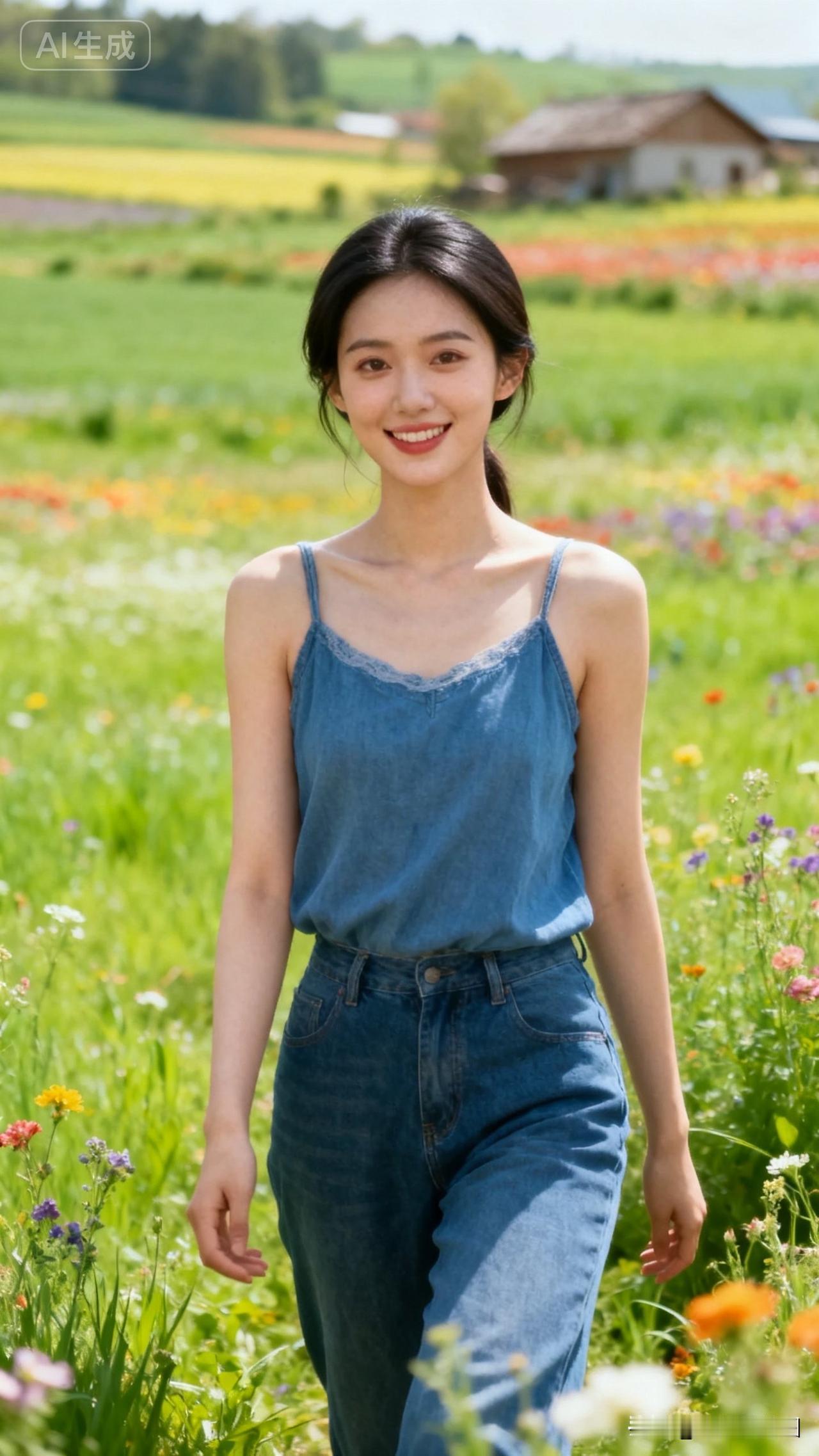 春日野餐，花海中的甜美笑容🌸🌼🌺