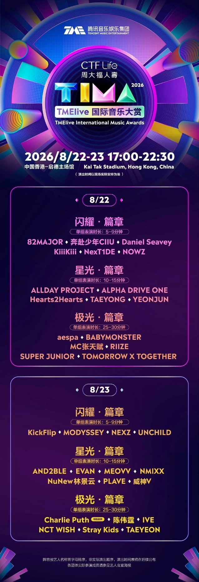 香港tima阵容香港tima阵容官宣 今年的香港TIMA全阵容来啦！8月22-2