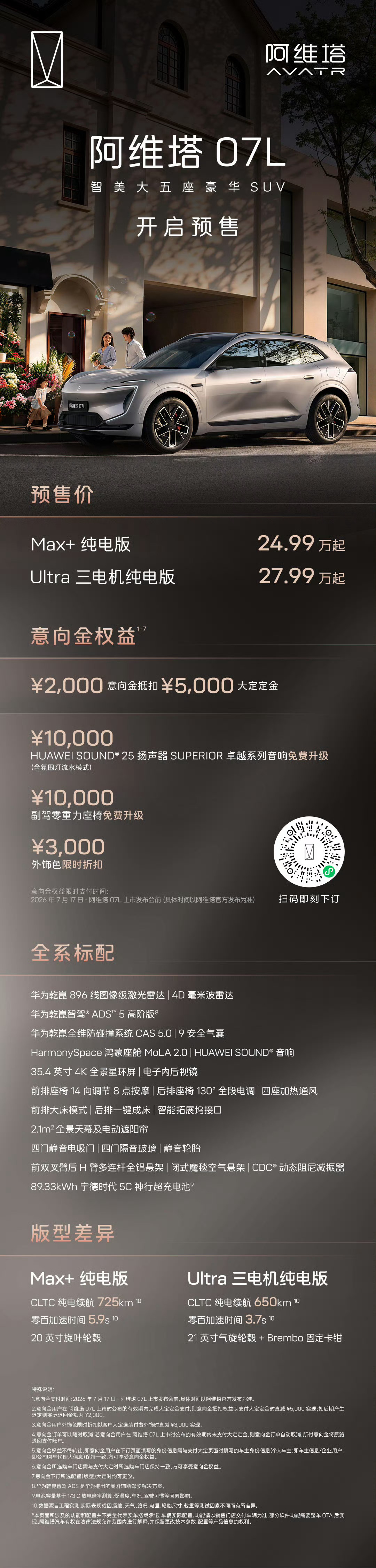 阿维塔 07L开启预售了，给大伙简单汇总一下～阿维塔 07L车身尺寸4910mm