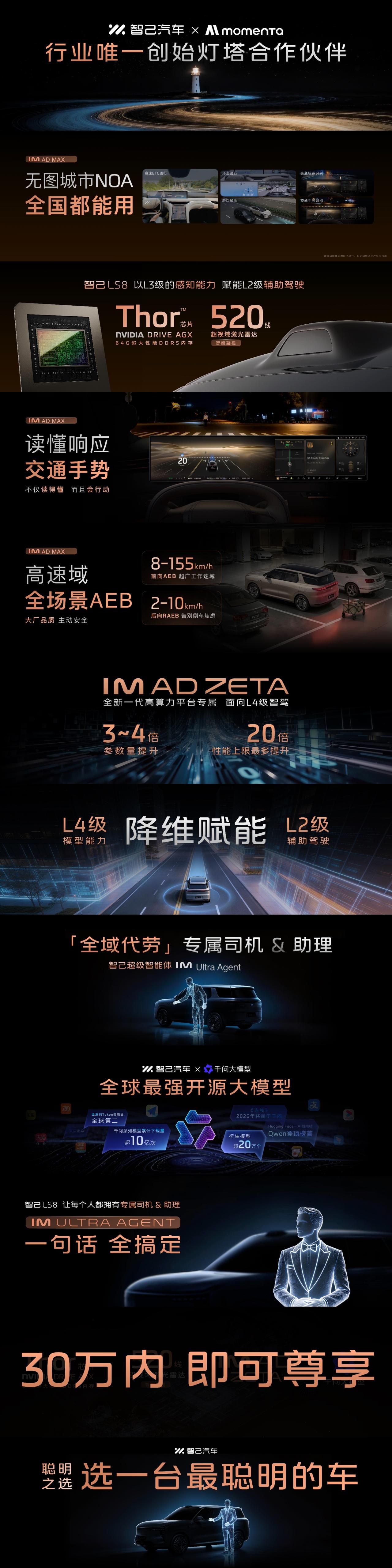 IM AD辅助驾驶
全国都能开，全国都好开
>行业顶级算力的英伟达Thor芯片