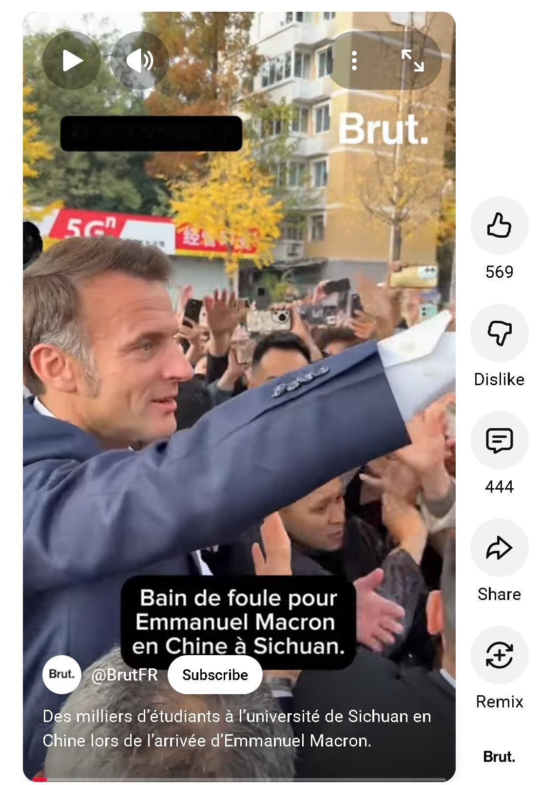 法国网友表示对总统马克龙在东大收到这么热烈欢迎很不理解。