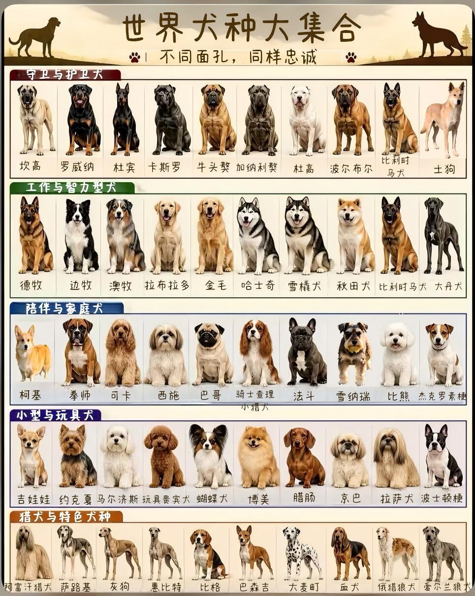 世界犬种大集合，看看少了没有？犬种发展历史 犬种小知识