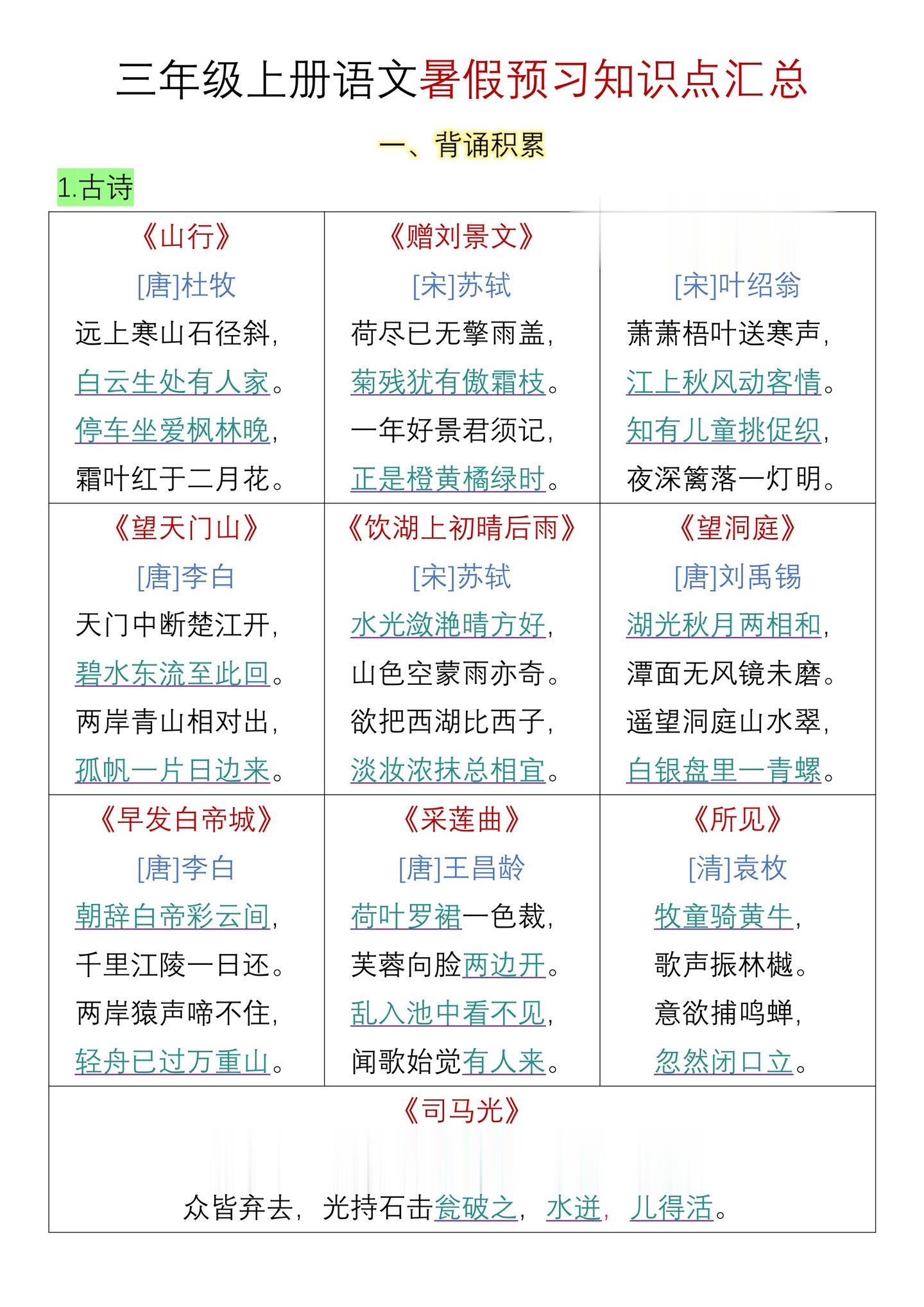 二升三语文暑假预习知识点汇总来了‼️。三年级上册语文暑假预习知识点汇总...