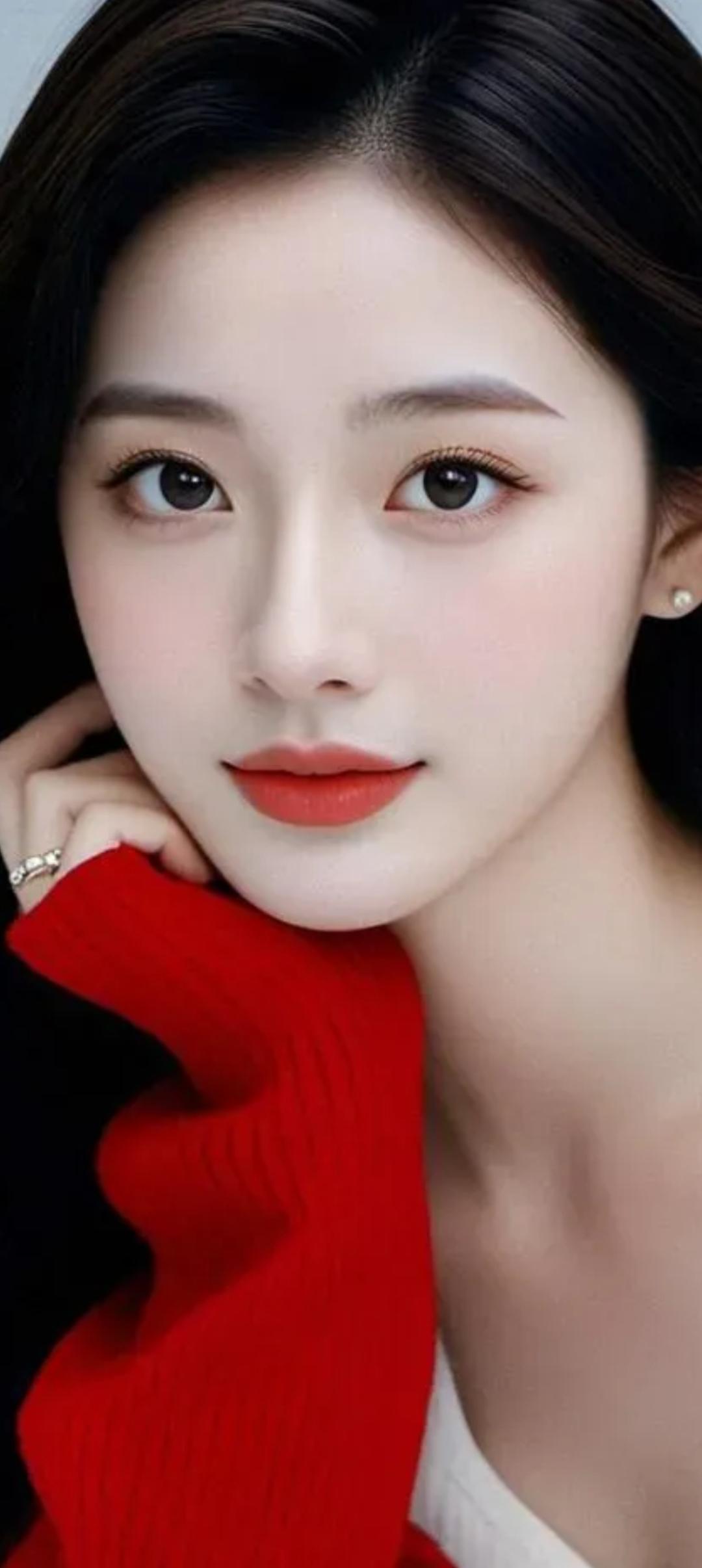 红衣少女，温柔似水，美得令人窒息。