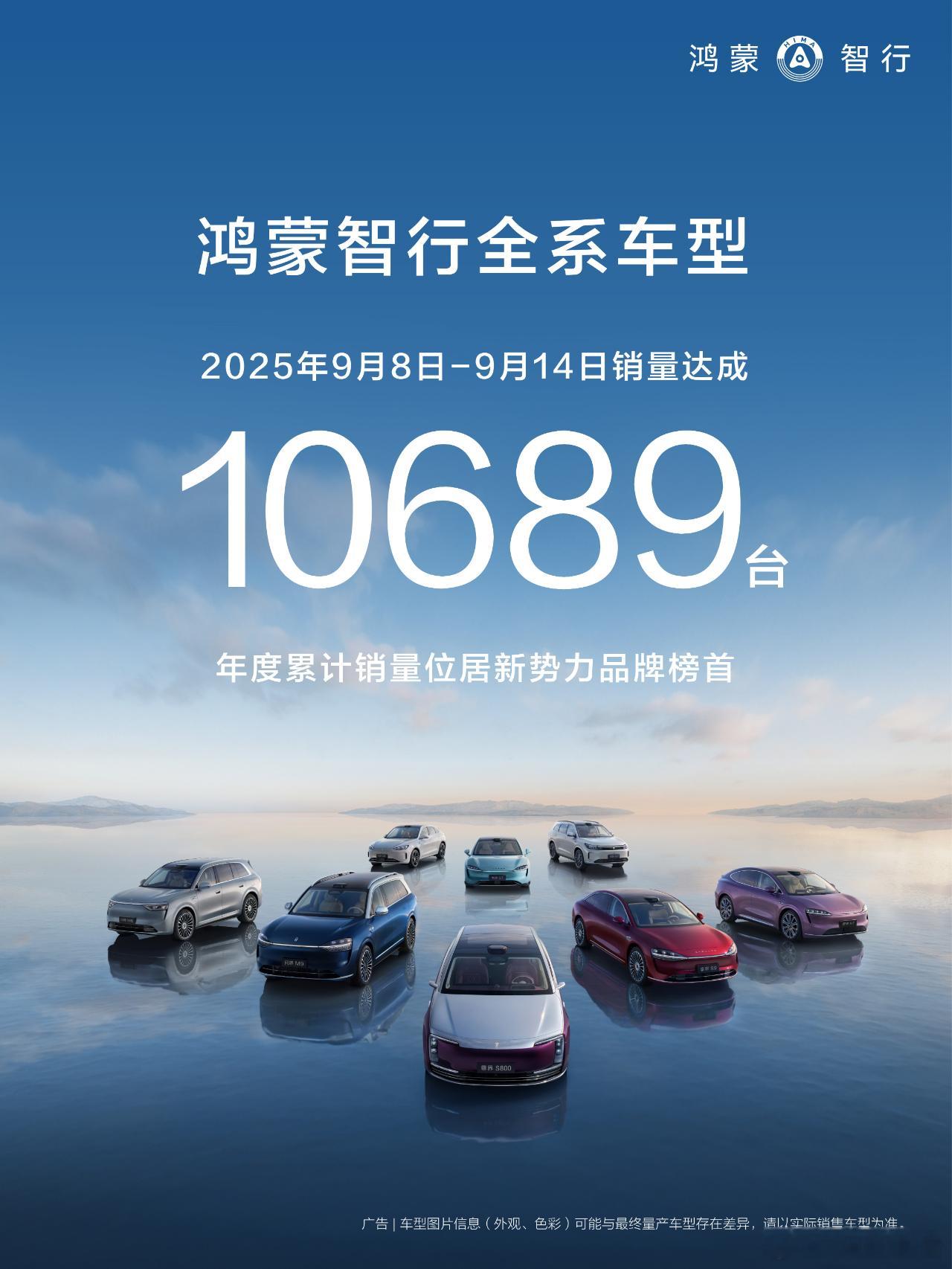 鸿蒙智行第37周销量10689台2025年第37周，鸿蒙智行周销量10689台，