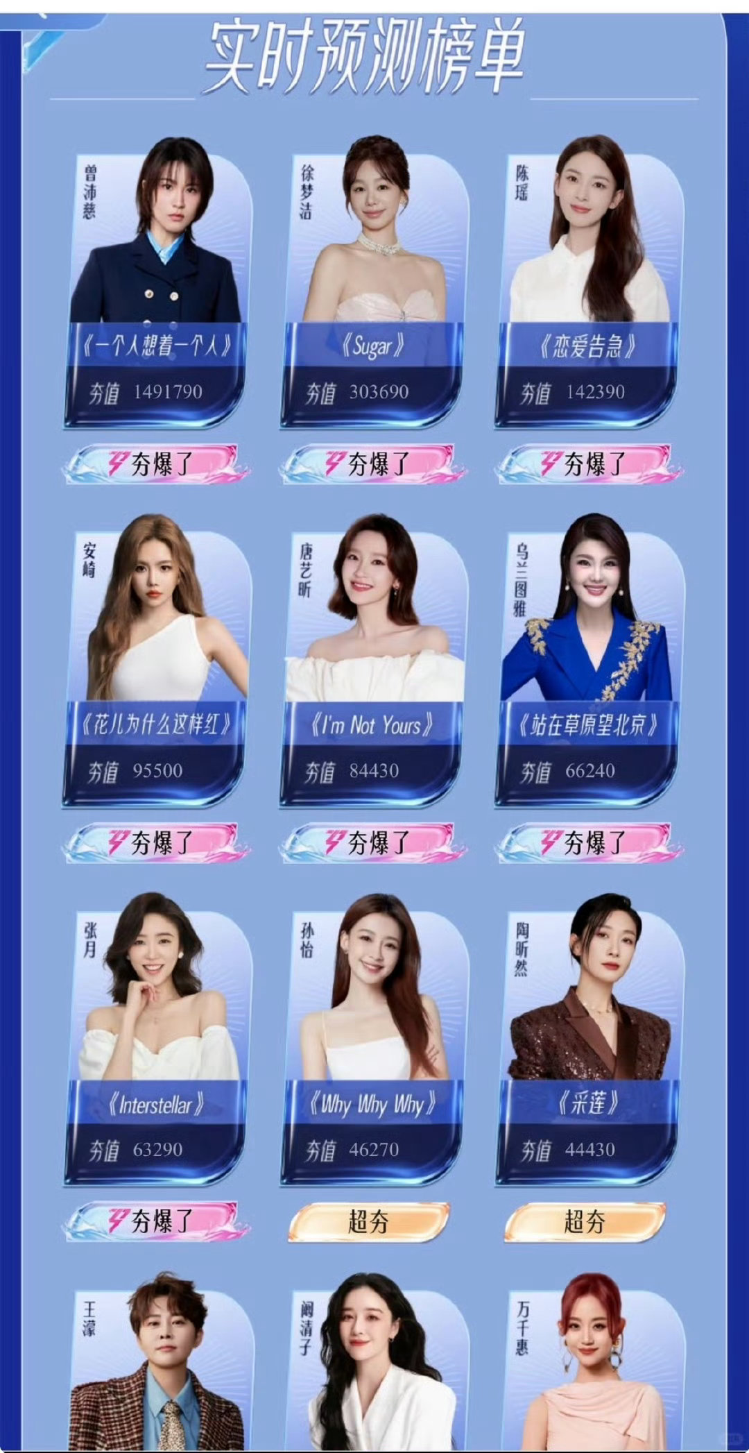 浪姐今晚不直播乘风2026 正刷新页面等二公开播，就看到不直播的通知，小情绪刚冒