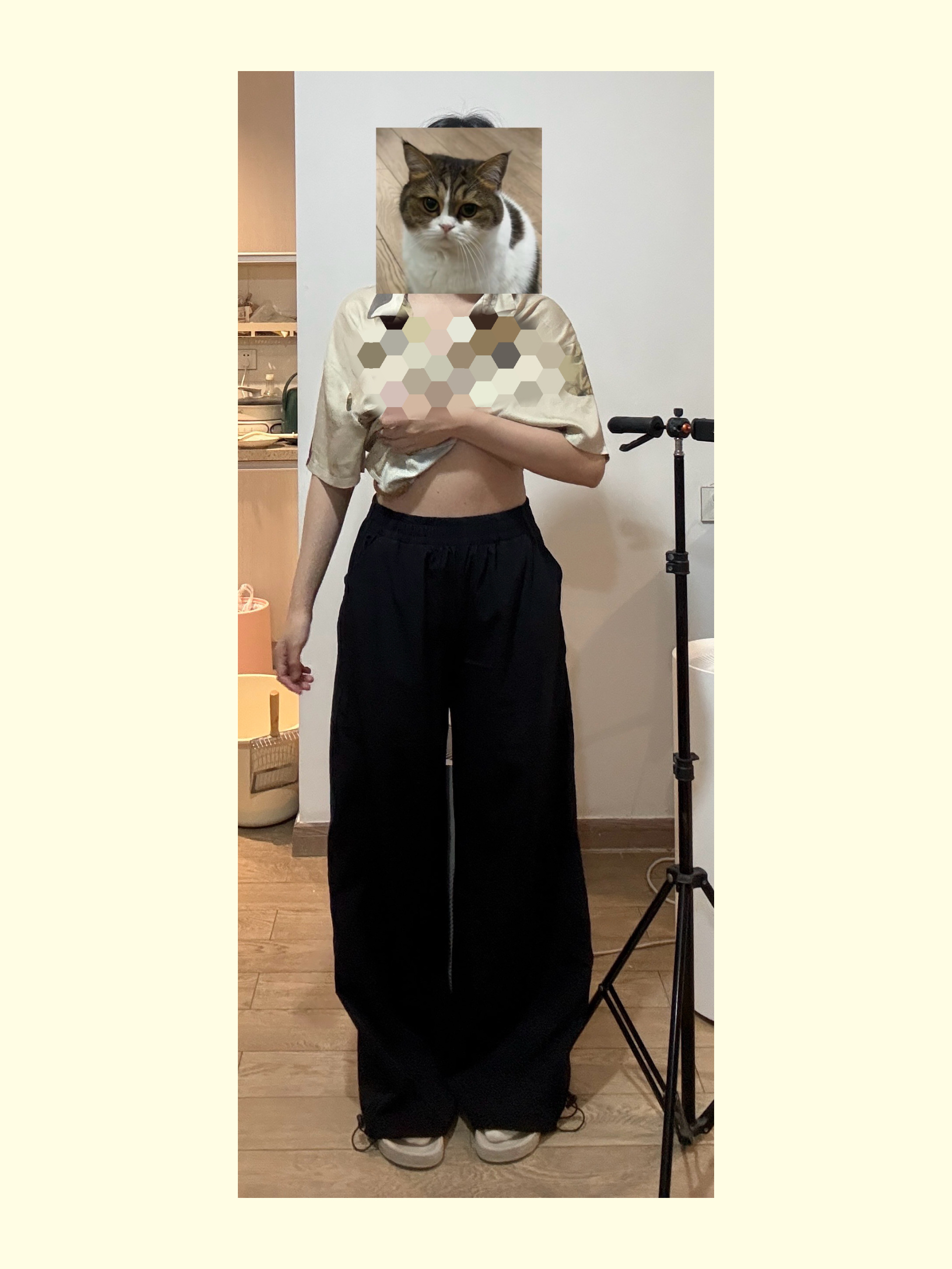 简直神裤来的 穿上那一刻都惊了怎么会这么显腿长！！！一点都看不出我是梨形了平逸近