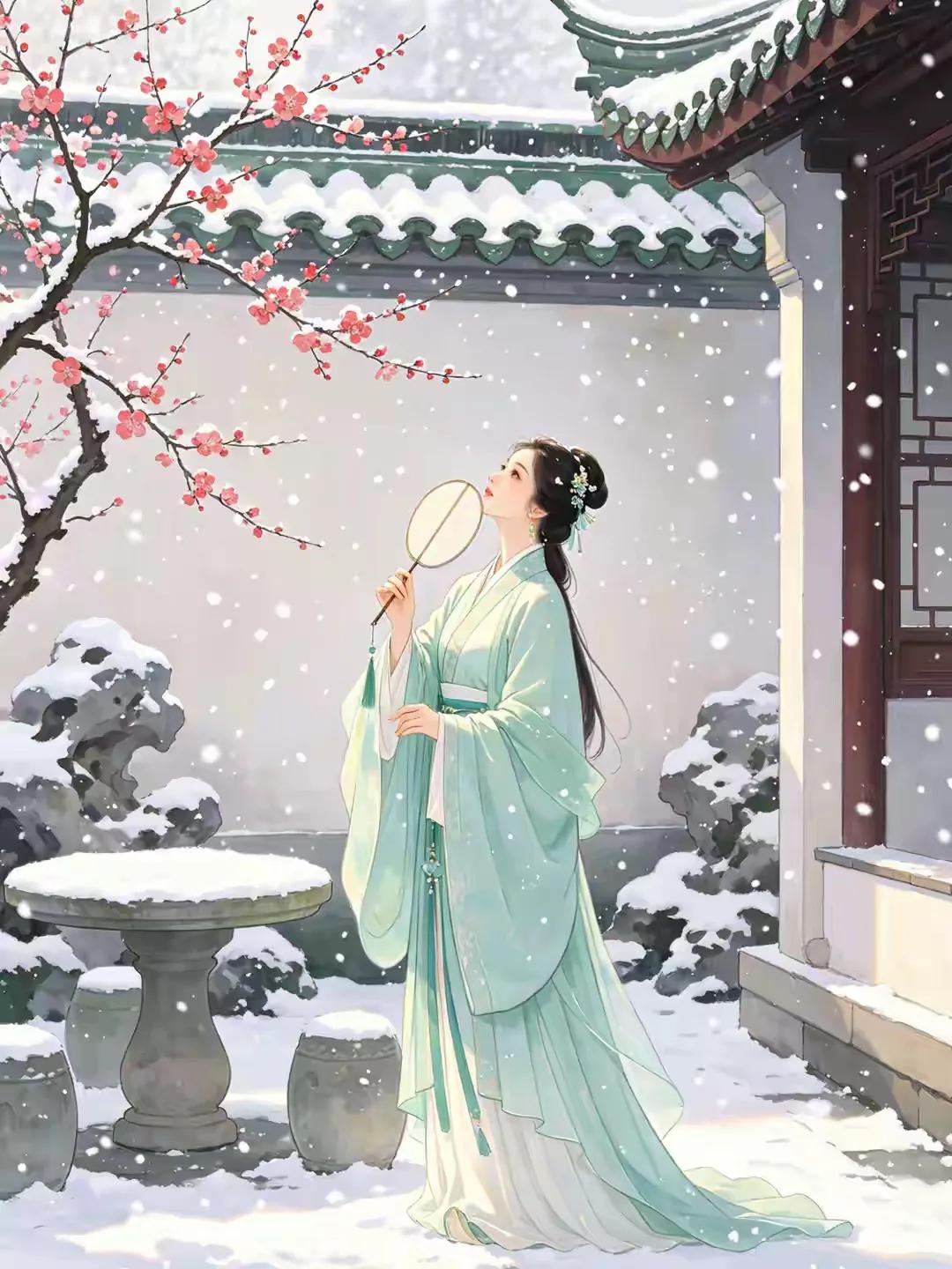天家误闯春庭雪，
夏雨勤来我辈田。
横批：《春雪与夏雨》