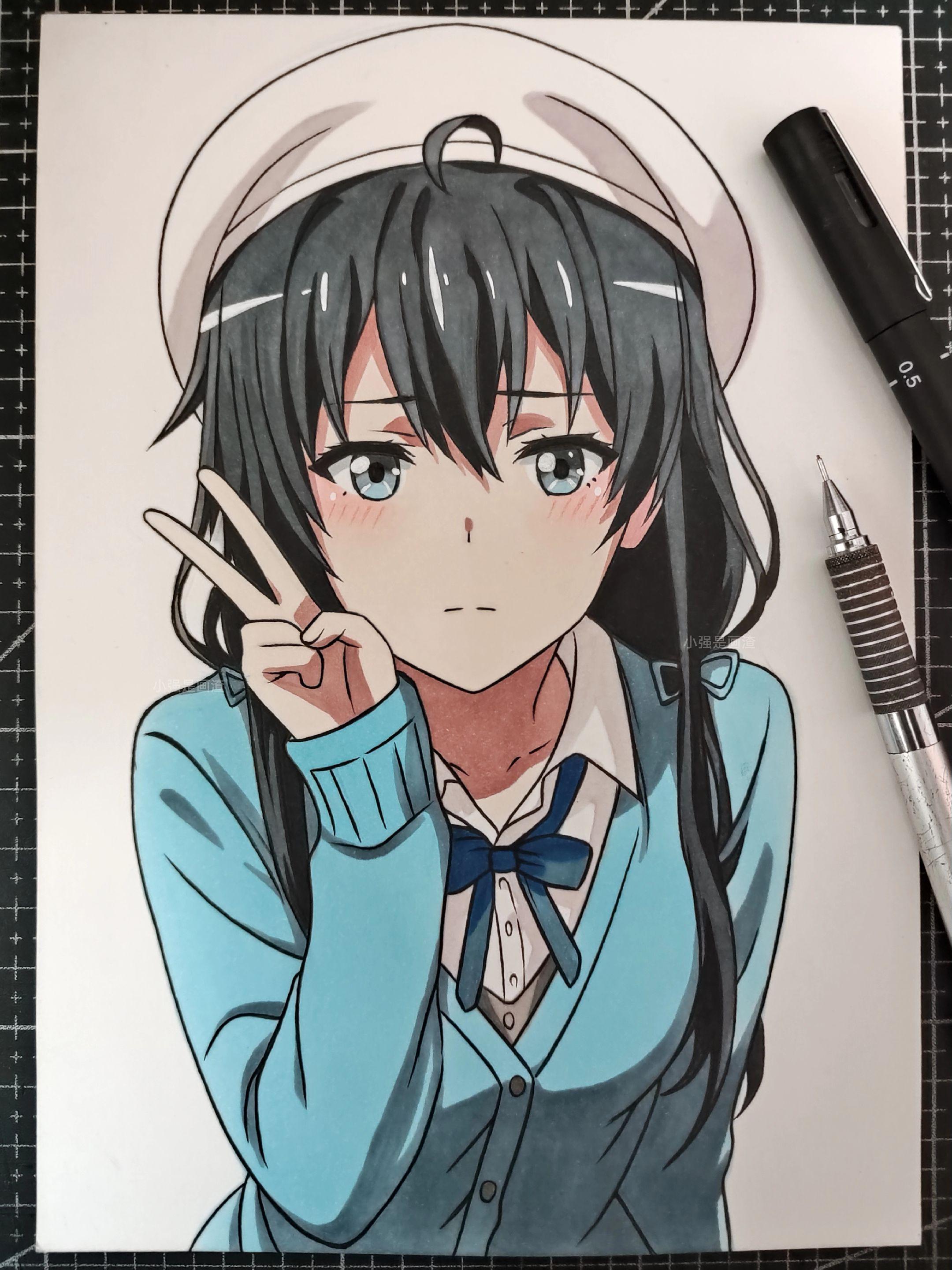 好久没画雪乃了 画一张… 绘画工具：威思立一代马克笔