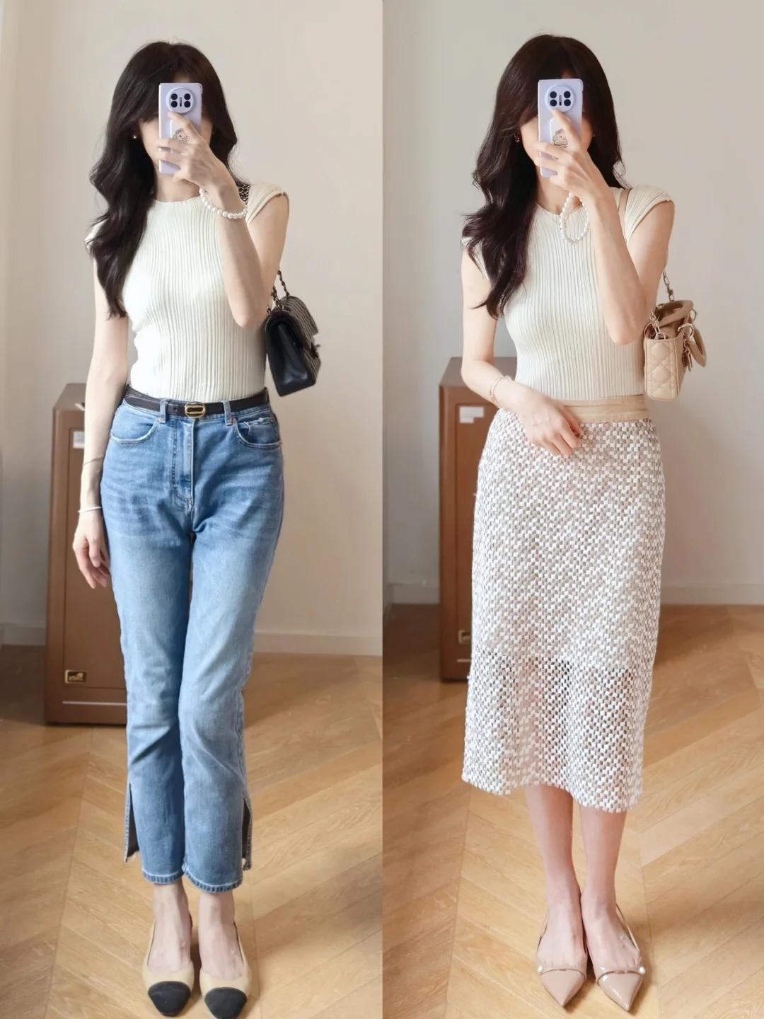 #夏日生活打卡季#夏日炎炎，显瘦显高穿搭秘籍来啦！👗
高腰短裤+露脐上衣，拉长