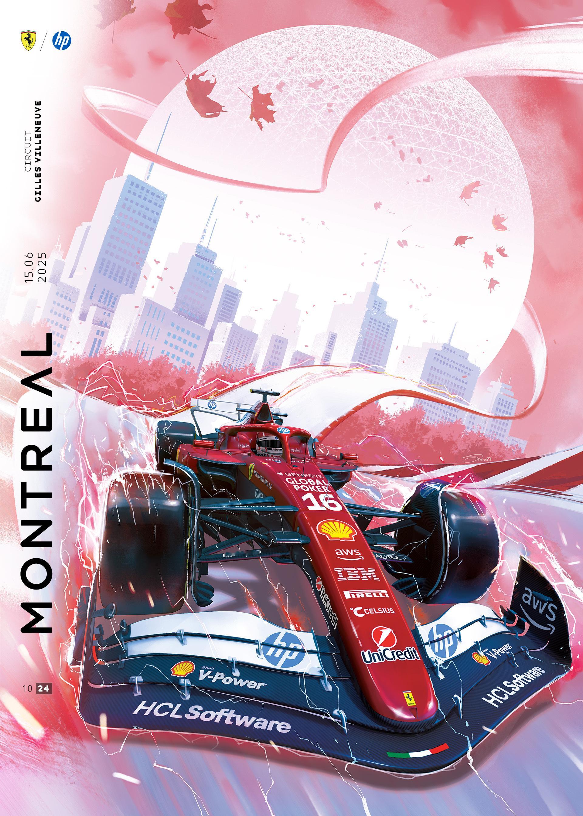 F1 加拿大大奖赛法拉利车队海报2025F1加拿大大奖赛 ​​​