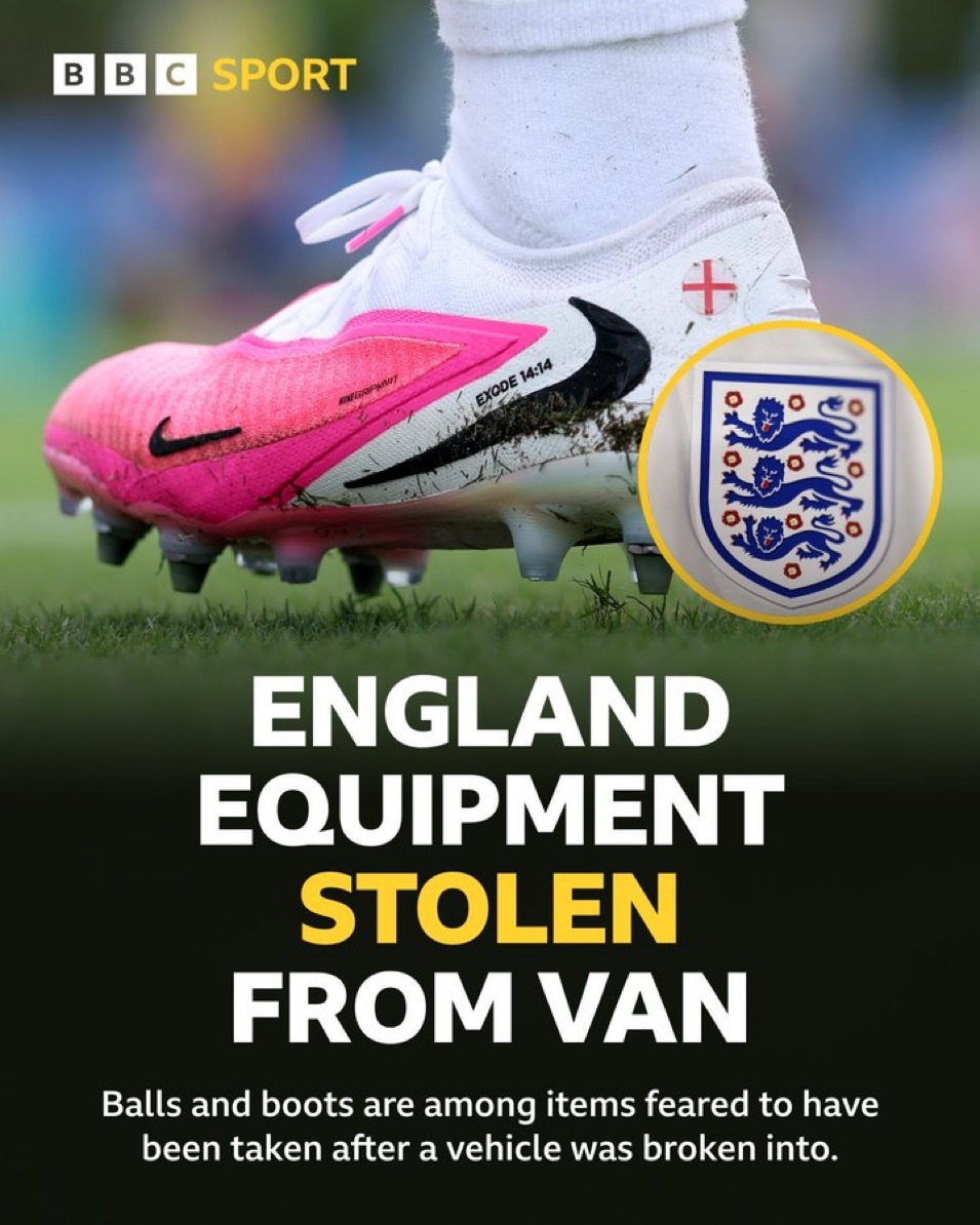 2026世界杯：英格兰队训练装备被盗据BBC报道英格兰队在周六抵达堪萨斯城之前，