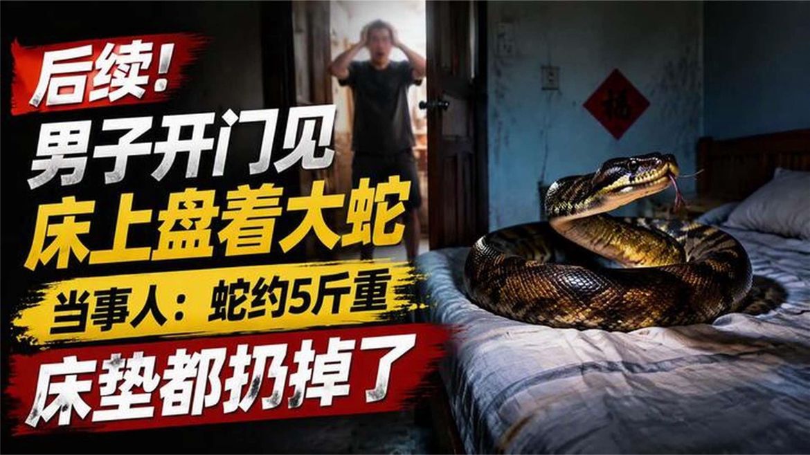 后续！男子开门见床上盘着大蛇，当事人：蛇约5斤重 床垫都扔掉