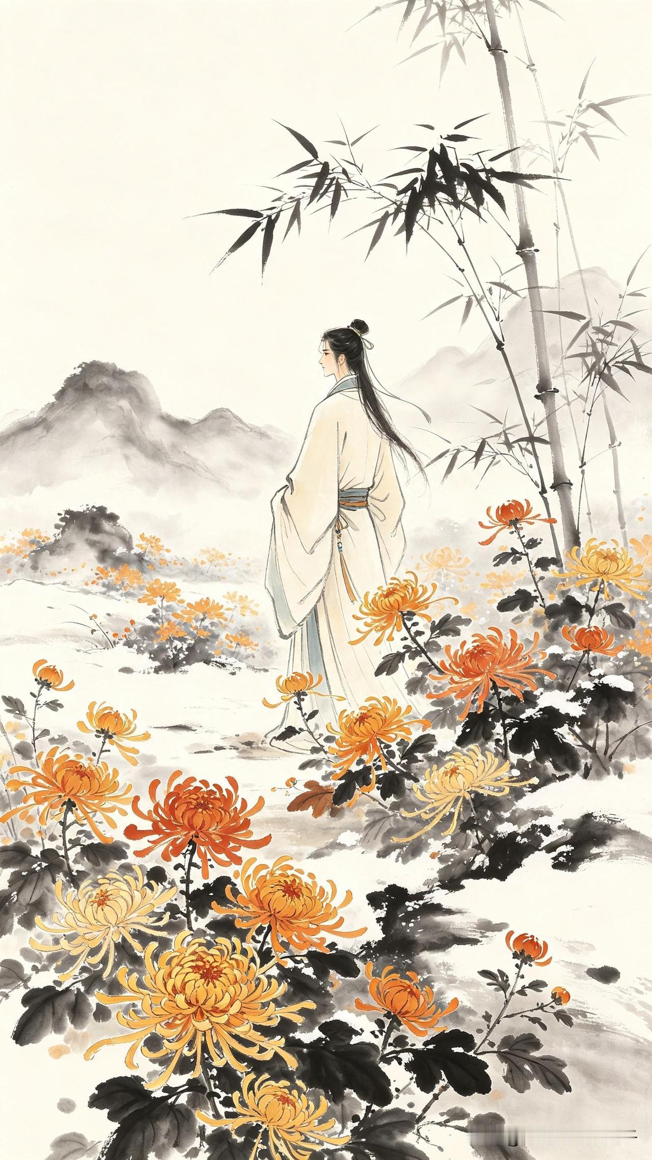 云烟过眼总成空，
何必营营苦觅踪。
但看东篱霜下菊，
      
…………请师