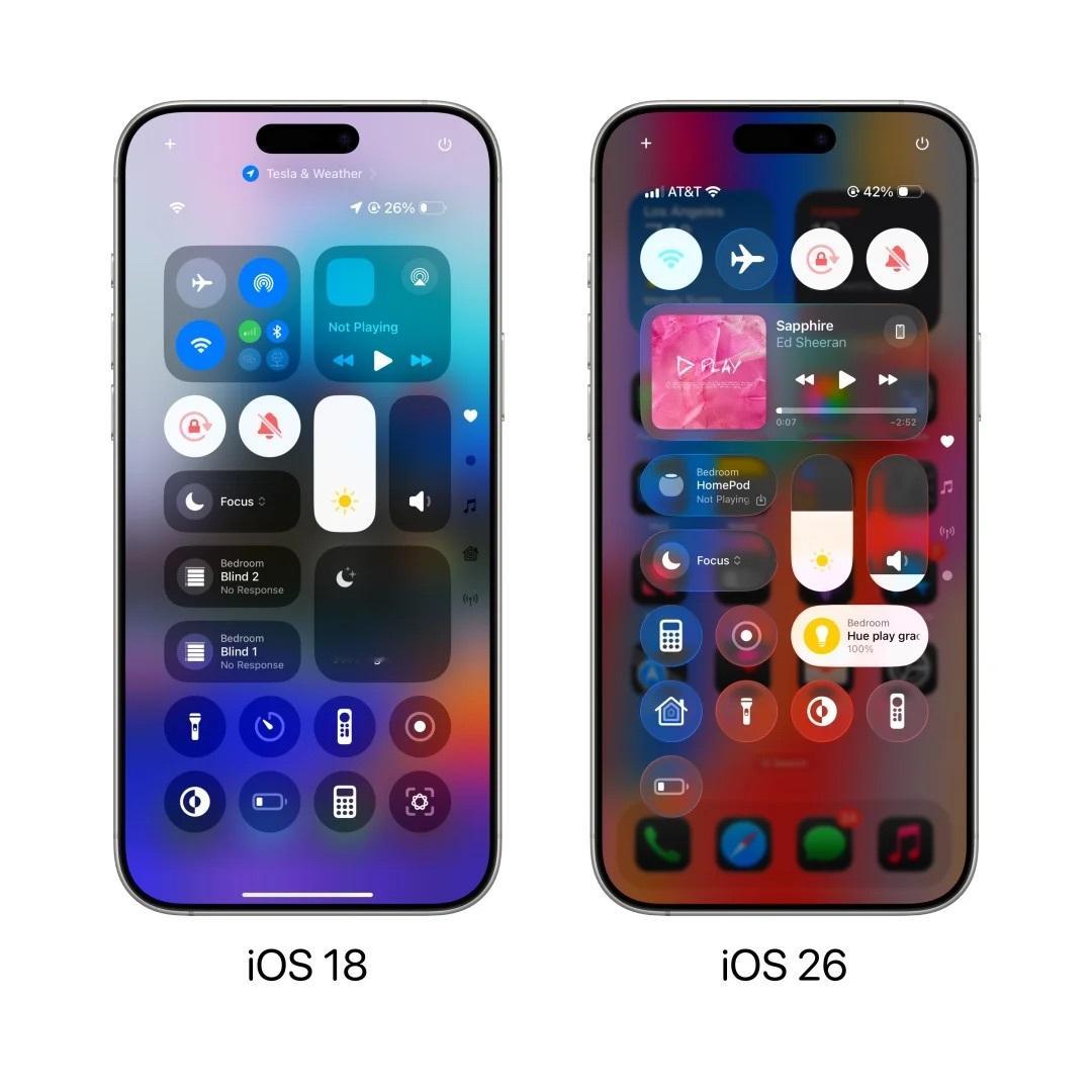 iOS18的控制中心和iOS26的控制中心大家更喜欢哪个？[思考] ​​​