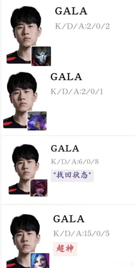 Gala这个BO5确实可以给满分 最后还豪取五杀了 明晚看看他和JiaQi对位G